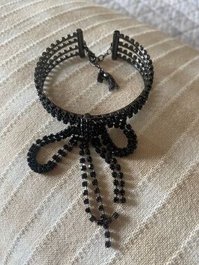 Black Crystal Bow Statement Bracelet